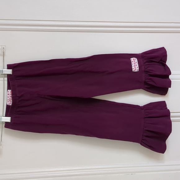 Size 5 Ruffle Girl Purple Pants Stretchy Waist Pull On Flare at Hem - Picture 1 of 11